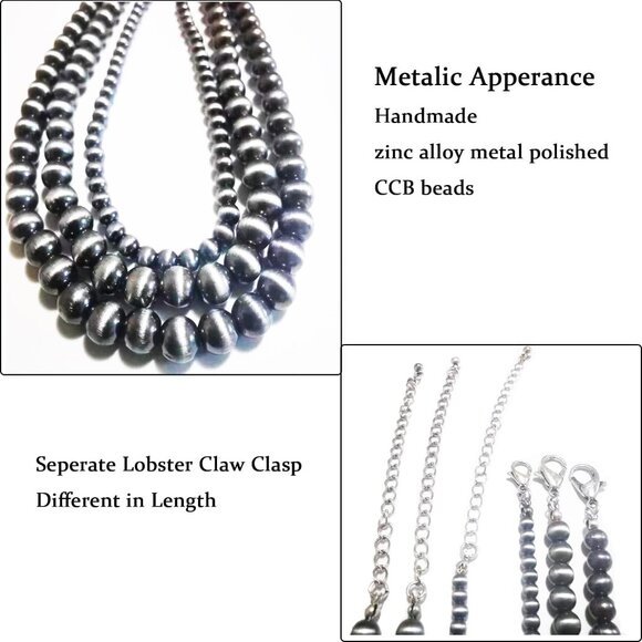 Western Jewelry Navajo Pearl Turquoise Necklace for Women Handmade Layered Long - Picture 5 of 8